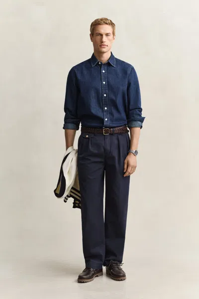 Gant Cotton Twill Chinos In Blue
