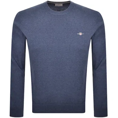 Gant Crew Neck Knit Jumper Blue