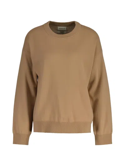 Gant Crew-neck Sweatshirt In Brown