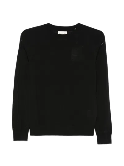 Gant Crew-neck Long-sleeve Sweater In Black