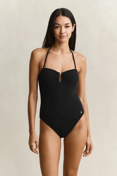 Gant Crinkled Swimsuit In Black