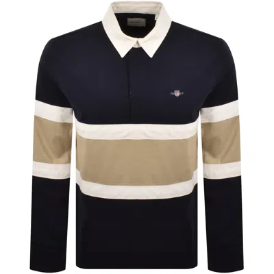 Gant Cut And Sewn Rugger Polo T Shirt Navy In Blue