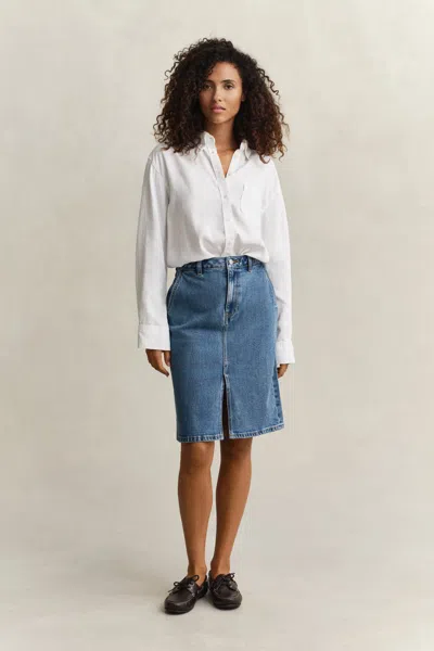 Gant Denim Pencil Skirt In Blue