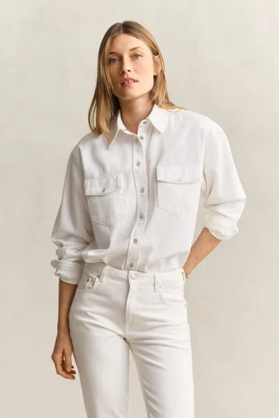 Gant Denim Shirt In White