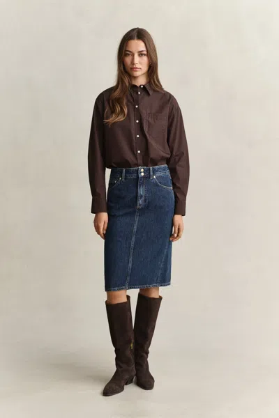 Gant Denim Skirt In Dark Blue Worn In