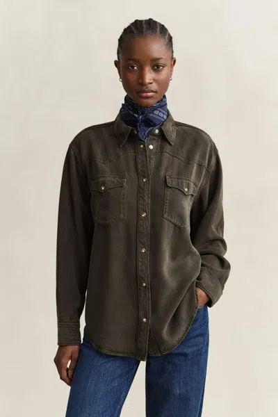 Gant Denim Twill Ranger Shirt In Green
