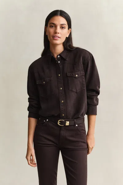 Gant Denim Twill Ranger Shirt In Brown