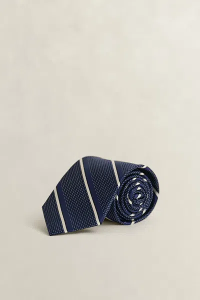 Gant Dobby Striped Tie In Blue
