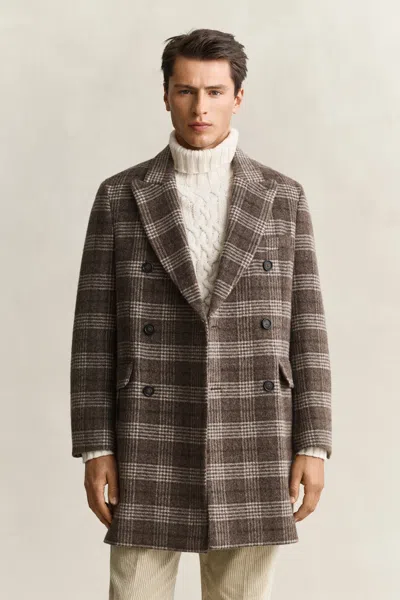 Gant Double Breasted Wool Coat In Multi
