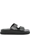 Gant Double-buckle Leather Slides In Black