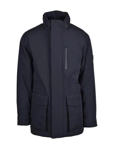 Gant Double Midlength Parka With Removable Inner Vest And Functional Pockets In Blue