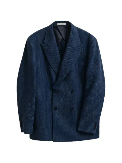 Gant Double-breasted Blazer In Blue