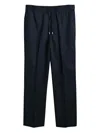 Gant Drawstring Cotton-linen Trousers In Black