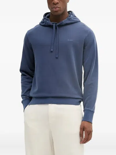 Gant Drawstring-detail Hoodie In Blue