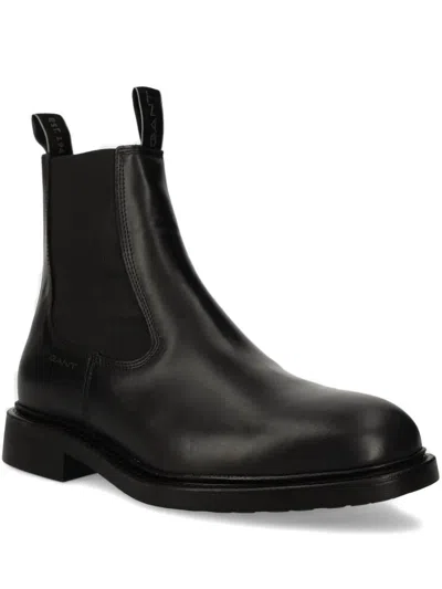 Gant Elastic-panel Leather Boots In Black