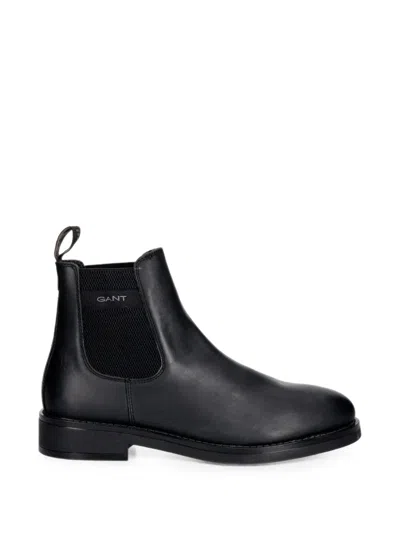 Gant Elasticated Leather Chelsea Boots In Black