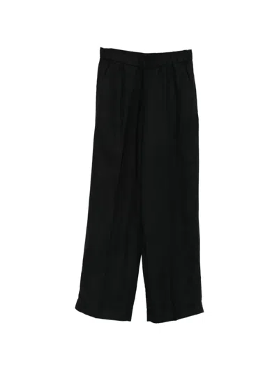 Gant Elasticated-waistband Wide-leg Trousers In Black