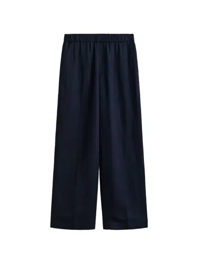 Gant Elasticated-waistband Wide-leg Trousers In Blue