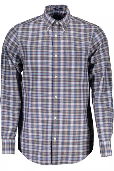 Gant Ele Button-down Cotton Blend Men's Shirt In Blue
