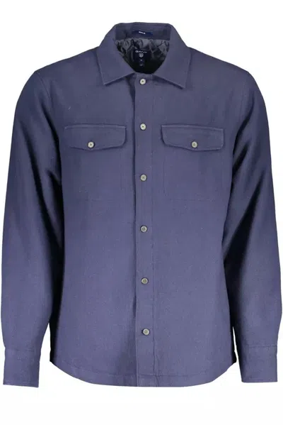Gant Ele Cotton Long-sleeve Men's Men's Shirt In Blue