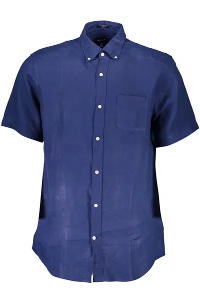 Gant Ele Linen Button-down Men's Shirt In Blue