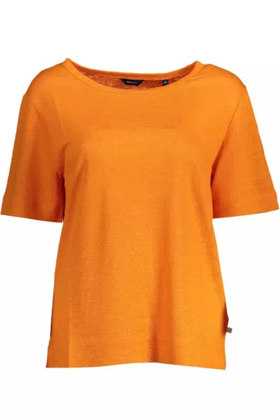 Gant Ele Linen Tee With Wide Neckline In Orange