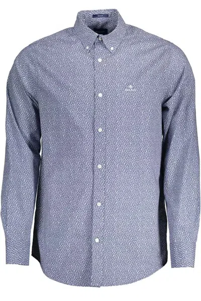 Gant Ele Long-sleeved Cotton Men's Shirt In Blue