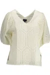 Gant Ele Organic Cotton V-neck Tee In White