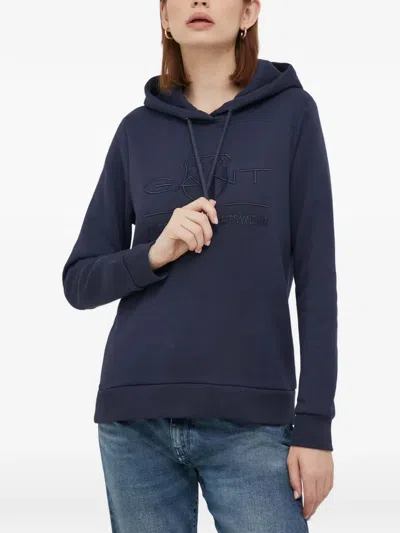 Gant Hoodie Mit Logo-stickerei In Blue
