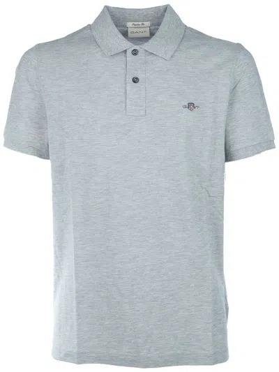 Gant Embroidered Polo Shirt In 灰色