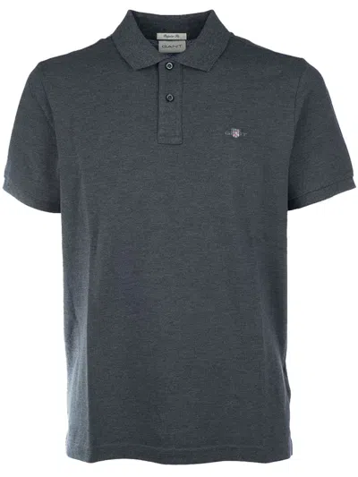 Gant Embroidered Polo Shirt In 灰色