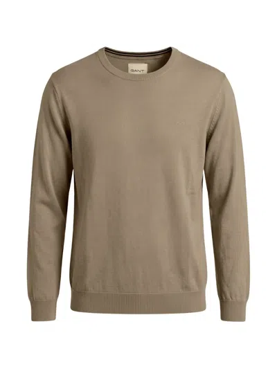 Gant Embroidered-logo Sweater In Neutrals
