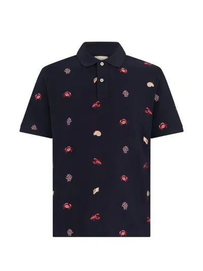 Gant Embroidered-motif Polo Shirt In Blue