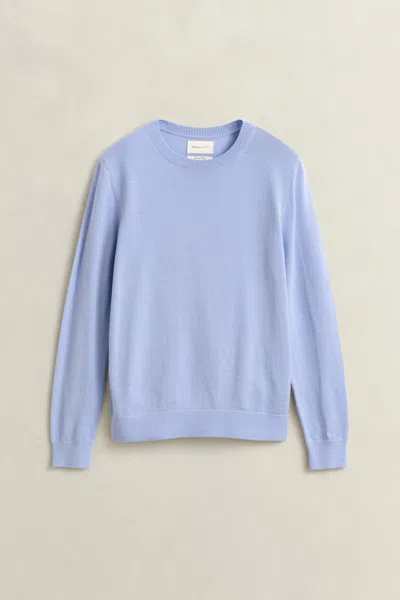 Gant Extra Fine Merino Wool Crew Neck Sweater In Blue