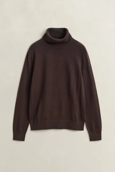 Gant Extra Fine Merino Wool Turtleneck Sweater In Brown