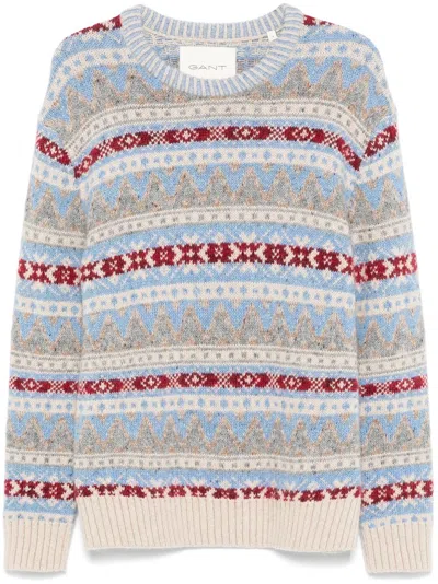 Gant Fair-isle Crew-neck Sweater In Blue