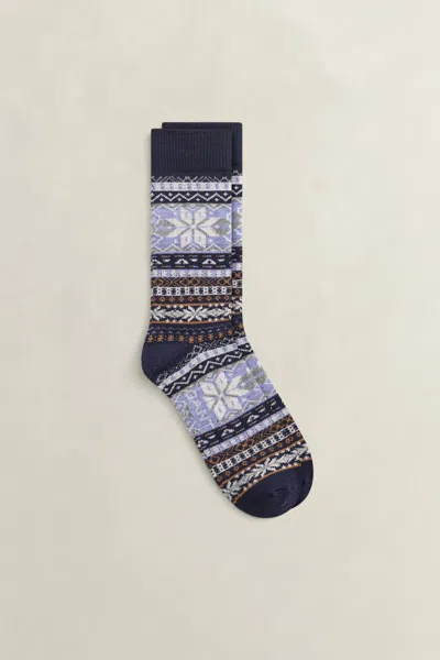 Gant Fair Isle Patterned Socks In Navy