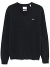 Gant Waffle-knit Sweater In Blue