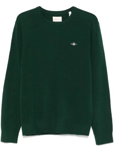 Gant Waffle-knit Sweater In Green