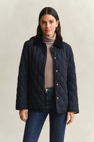 Gant Fitted Quilted Jacket In Blue