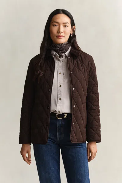 Gant Fitted Quilted Jacket In Brown