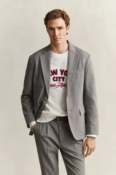 Gant Flannel Blazer In Neutral