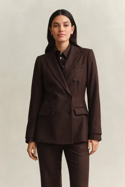 Gant Flannel Blazer In Brown
