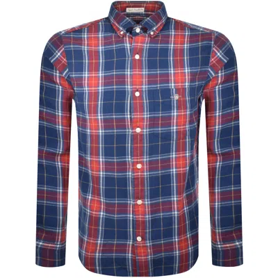 Gant Flannel Check Regular Fit Shirt Blue