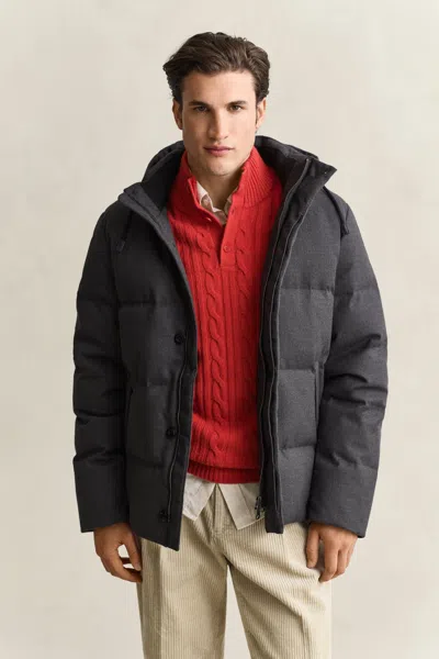 Gant Flannel Down Jacket In Gray