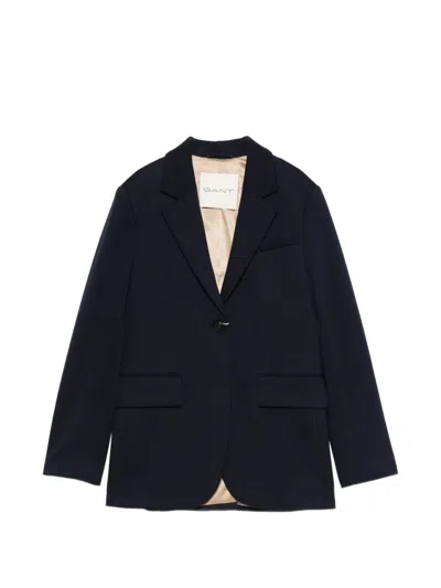 Gant Flap-pocket Single-breasted Blazer In Blue