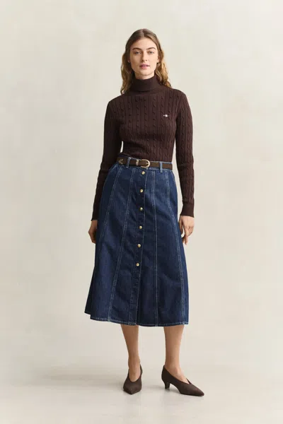 Gant Flared Denim Skirt In Blue