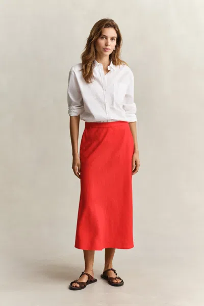 Gant Flared Linen Blend Skirt In Red