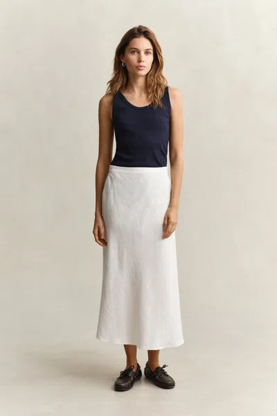 Gant Flared Linen Blend Skirt In White