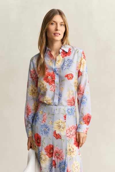 Gant Floral Cotton Silk Shirt In Multi